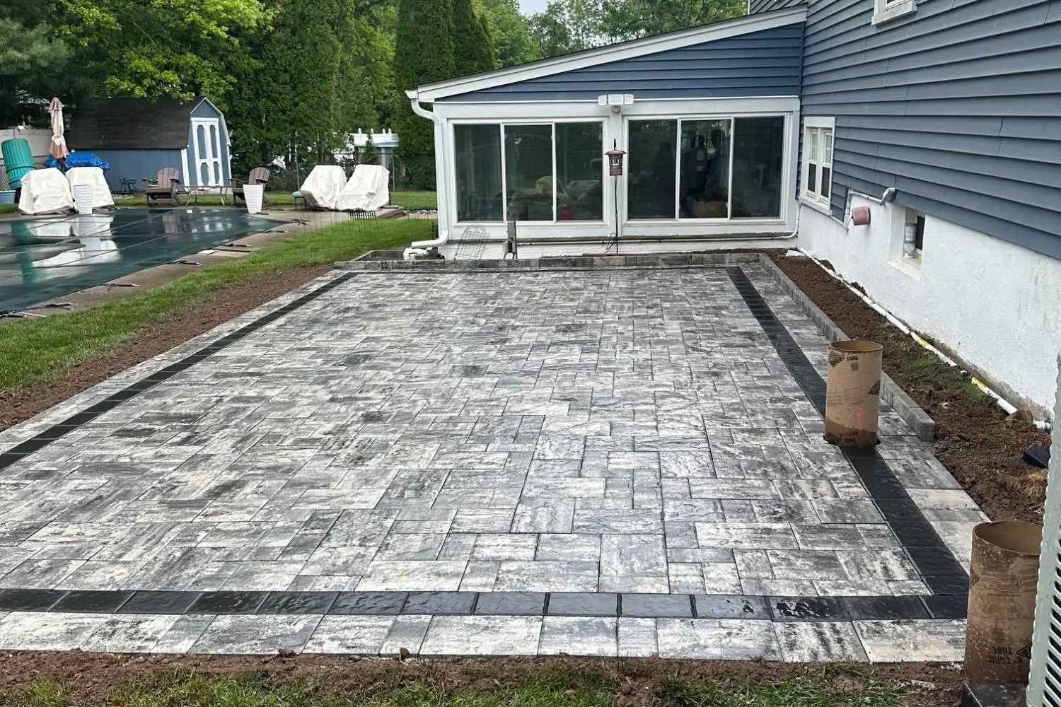 Paver patio completed by EC Design and Construction LLC in northern New Jersey